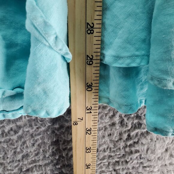 La Fixsun Top Womens Small Turquoise Blue 3/4 Sleeve Linen Tunic Blouse - Picture 4 of 8